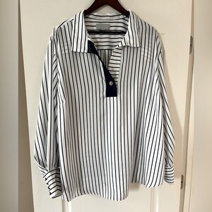 Striped Navy and White Blouse